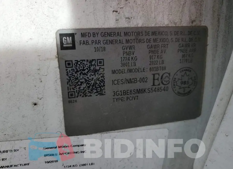 3G1BE6SM6KS548540 Photo# 12