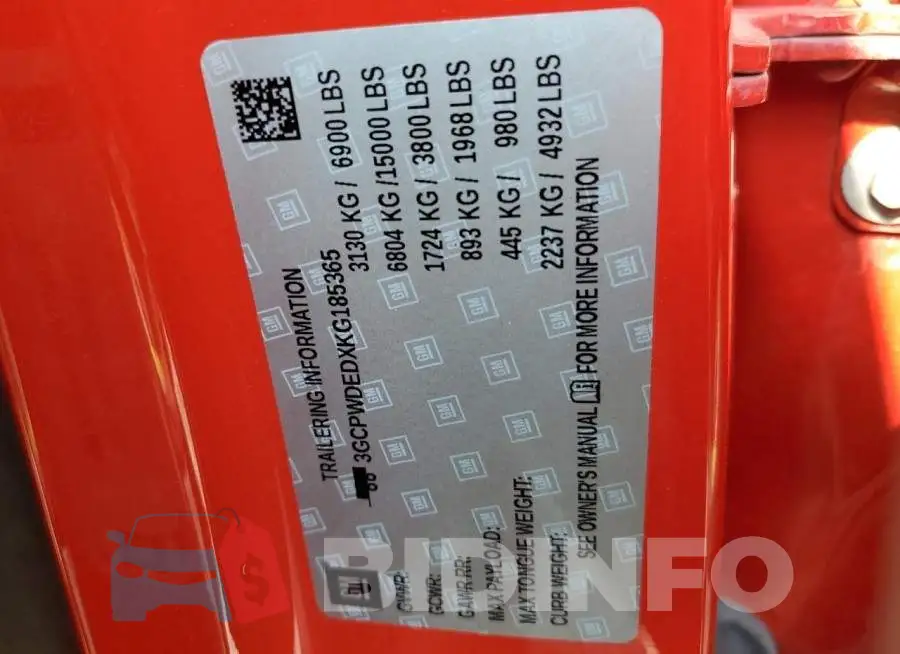 3GCPWDEDXKG185365 Photo# 12
