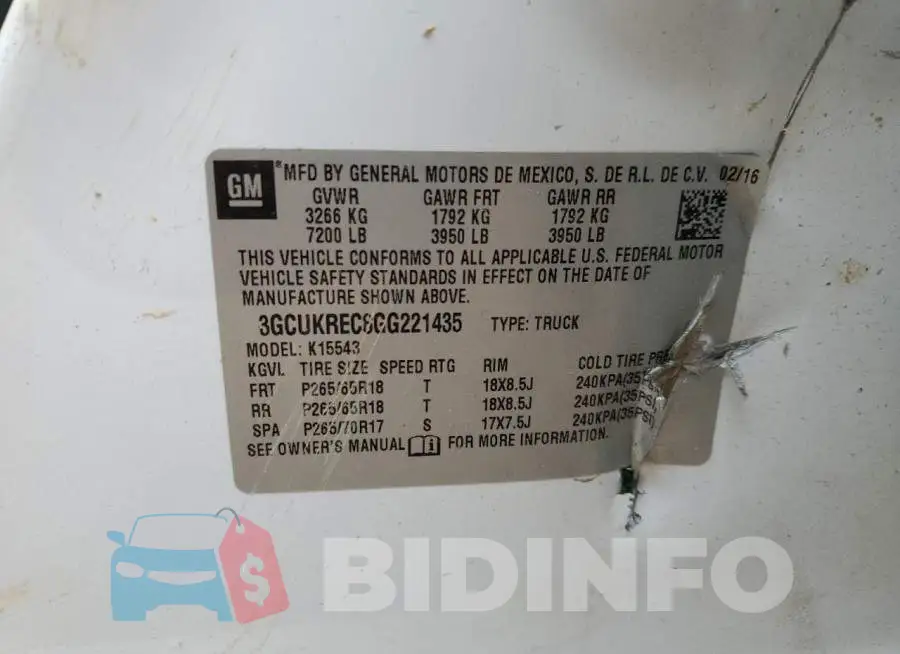 3GCUKREC8GG221435 Photo# 12