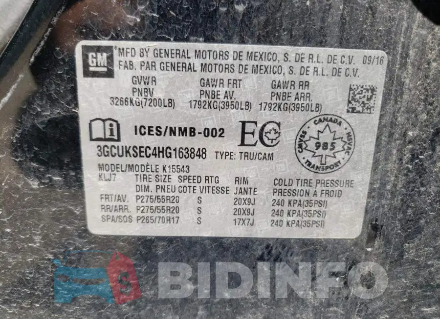 3GCUKSEC4HG163848 Photo# 12