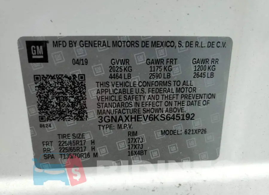 3GNAXHEV6KS645192 Photo# 14