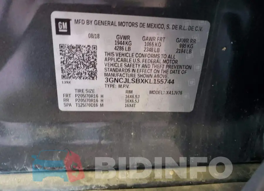3GNCJLSBXKL155744 Photo# 14