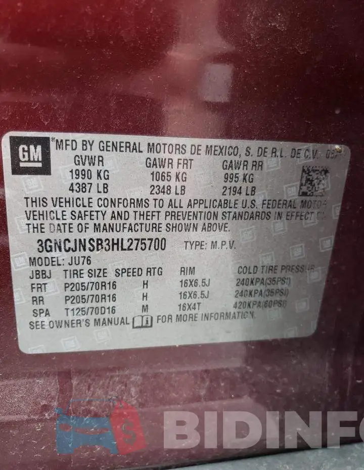 3GNCJNSB3HL275700 Photo# 13