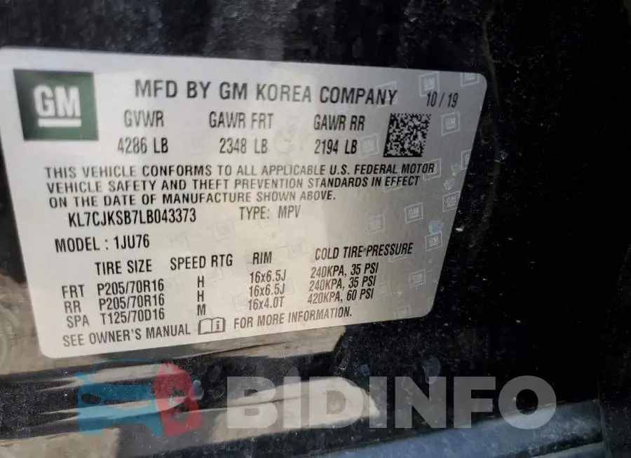 KL7CJKSB7LB043373 Photo# 14
