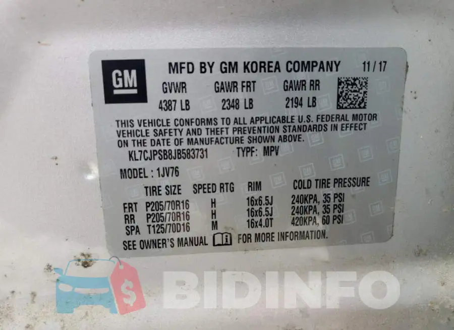 KL7CJPSB8JB583731 Photo# 13