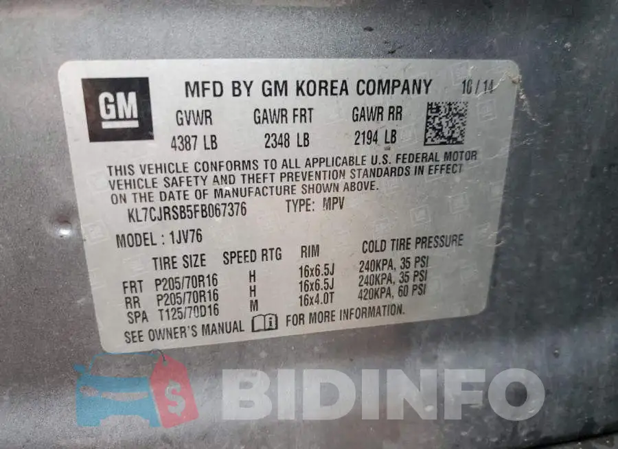 KL7CJRSB5FB067376 Photo# 13