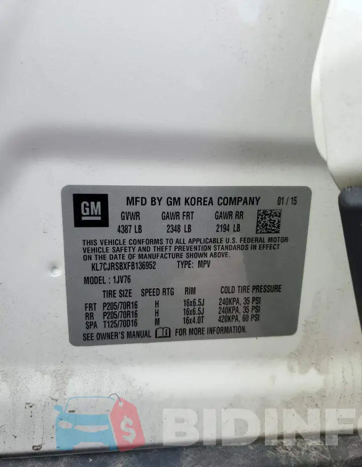 KL7CJRSBXFB136952 Photo# 14