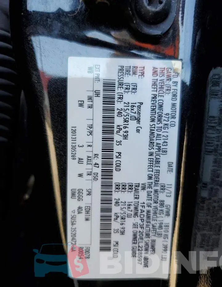 1FADP3F20EL228597 Photo# 12