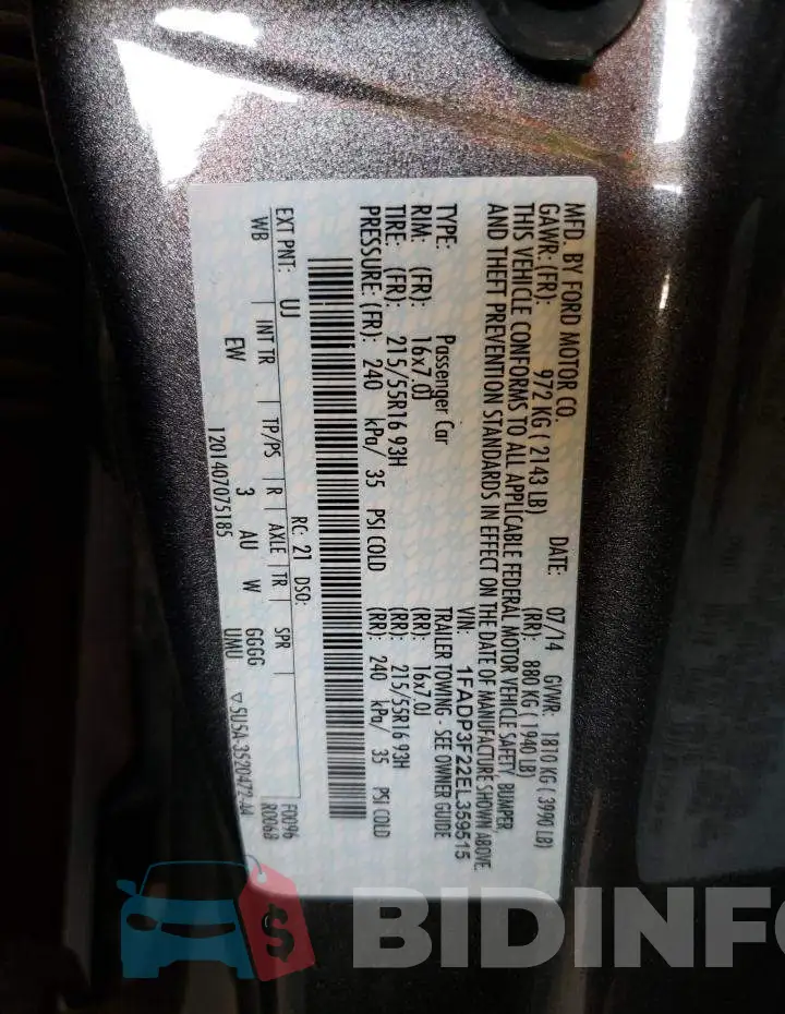1FADP3F22EL359515 Photo# 12