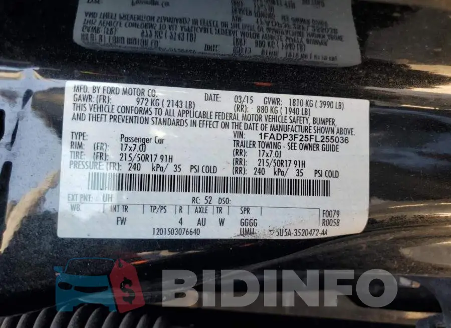 1FADP3F25FL255036 Photo# 13