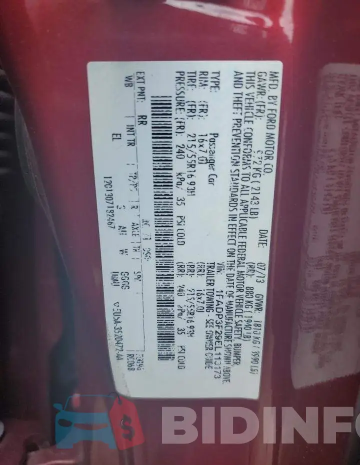 1FADP3F29EL113173 Photo# 12