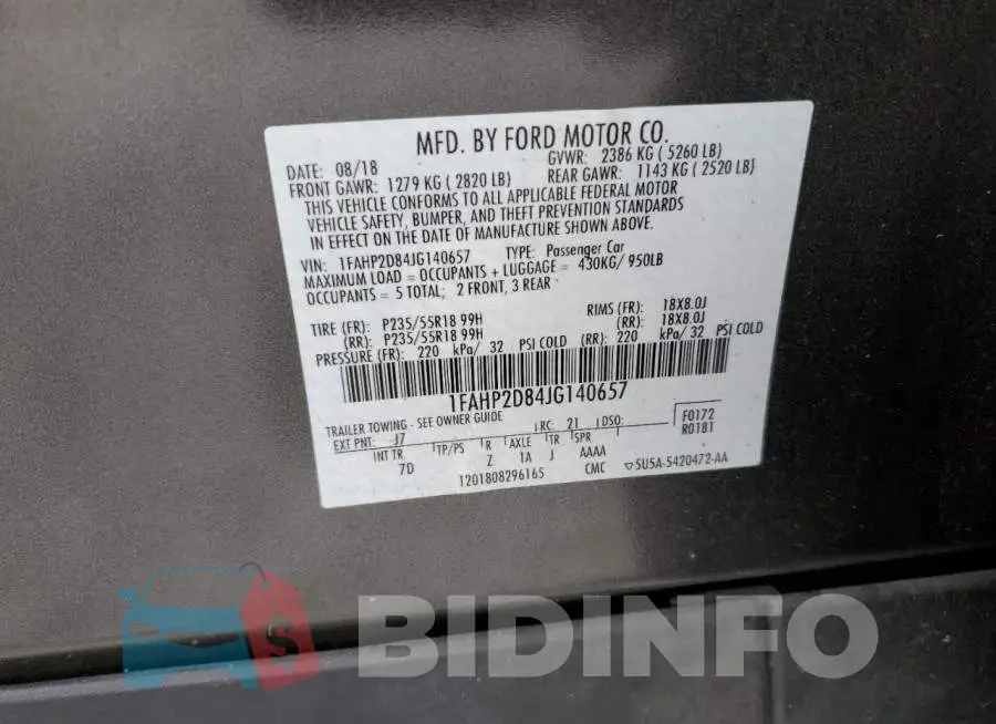 1FAHP2D84JG140657 Photo# 12