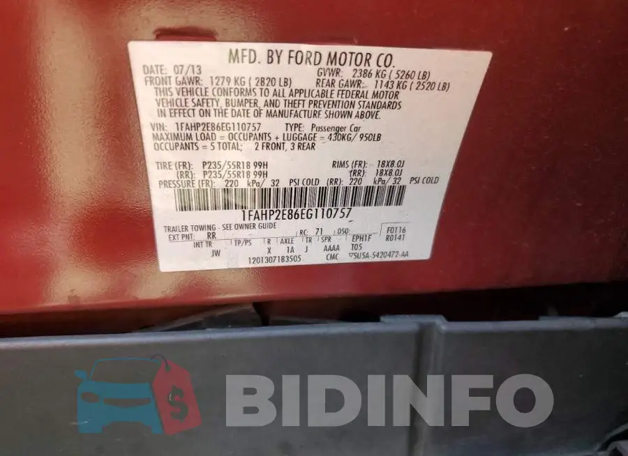 1FAHP2E86EG110757 Photo# 12