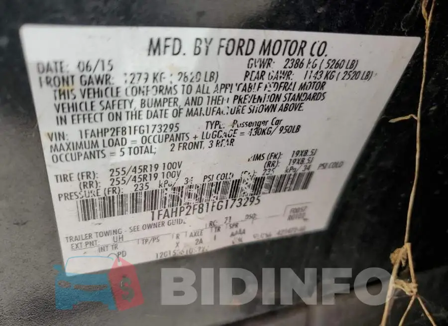 1FAHP2F81FG173295 Photo# 12