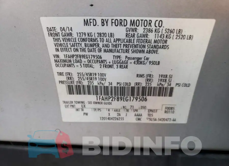 1FAHP2F89EG179506 Photo# 12