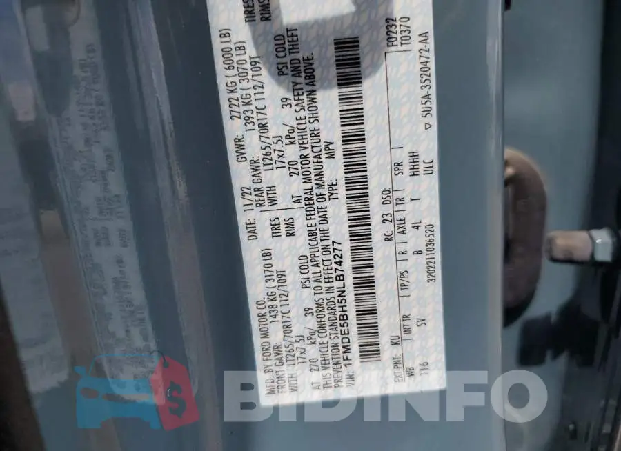 1FMDE5BH5NLB74277 Photo# 13