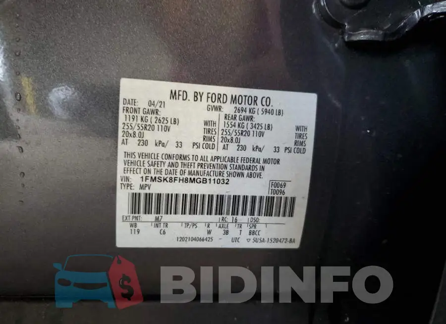 1FMSK8FH8MGB11032 Photo# 14