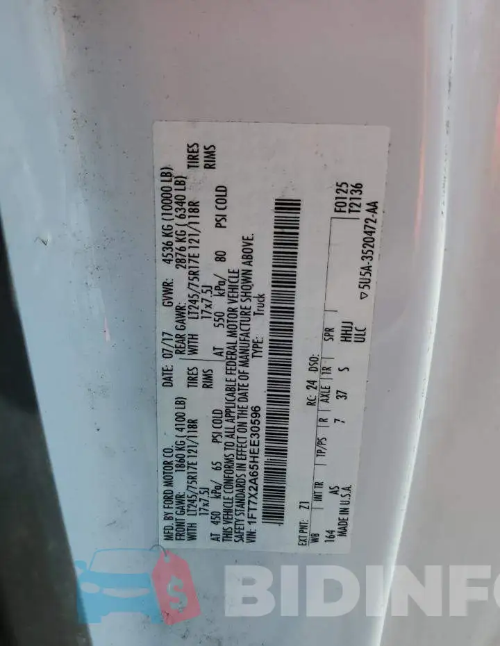 1FT7X2A65HEE30596 Photo# 12