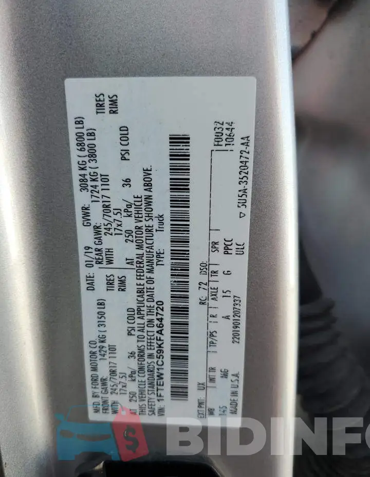 1FTEW1C59KFA64720 Photo# 13