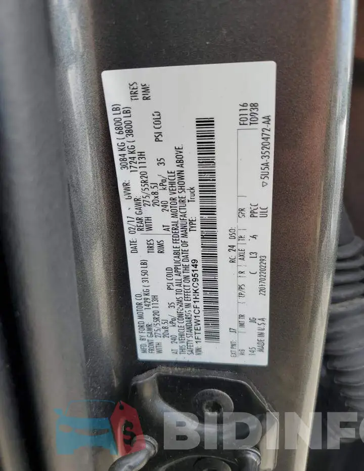 1FTEW1CF1HKC95149 Photo# 12
