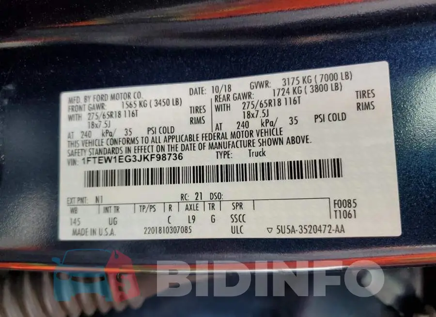 1FTEW1EG3JKF98736 Photo# 12