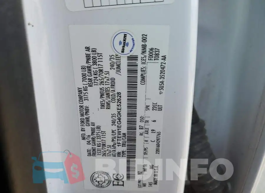 1FTEW1EG4GKE52628 Photo# 12
