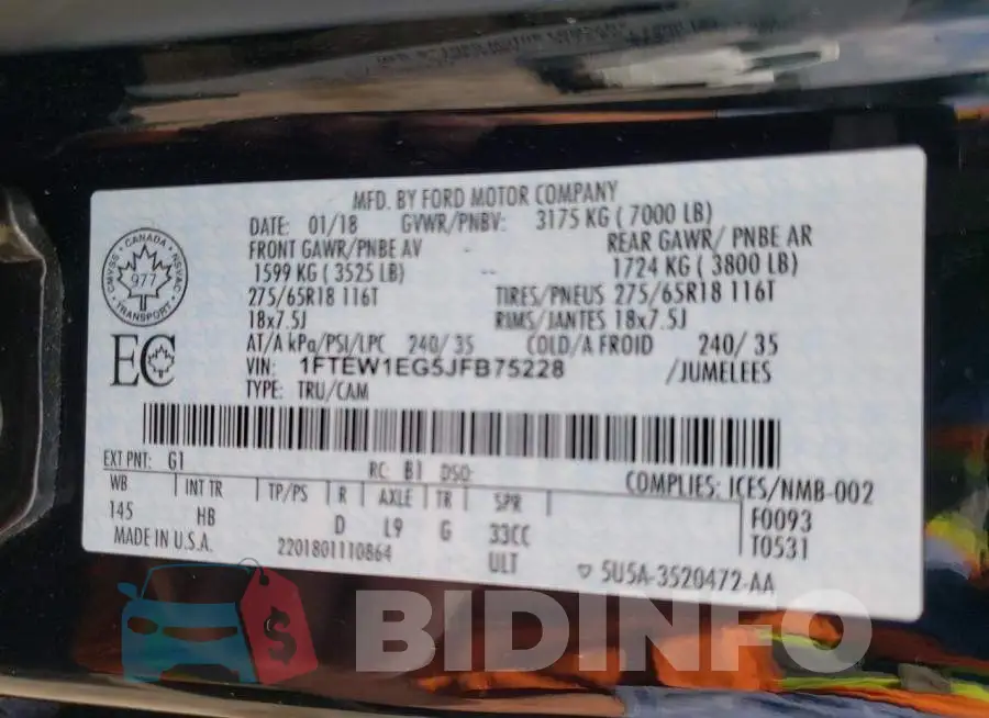 1FTEW1EG5JFB75228 Photo# 12