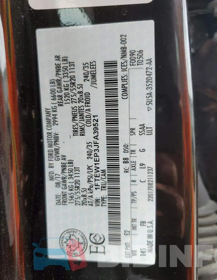1FTEW1EP3JFA39521 Photo# 12