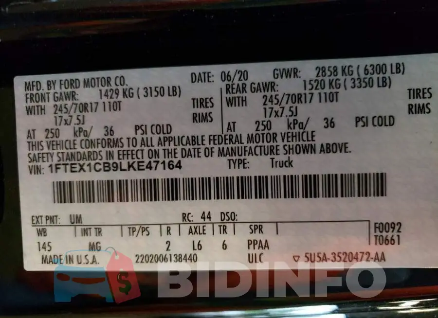 1FTEX1CB9LKE47164 Photo# 12