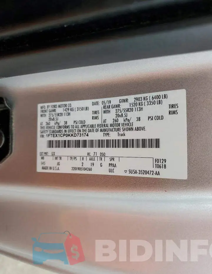 1FTEX1CP0KKD73174 Photo# 12