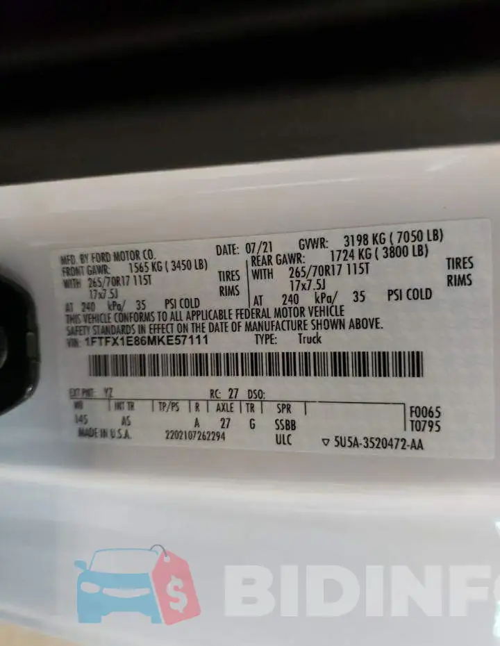 1FTFX1E86MKE57111 Photo# 12