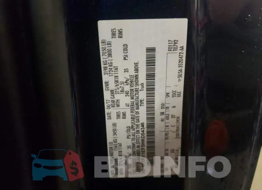 1FTFX1EF5HKD54346 Photo# 13