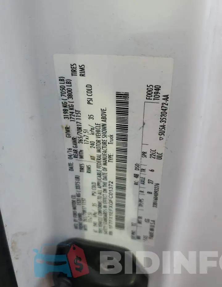 1FTFX1EFXGFC01372 Photo# 12