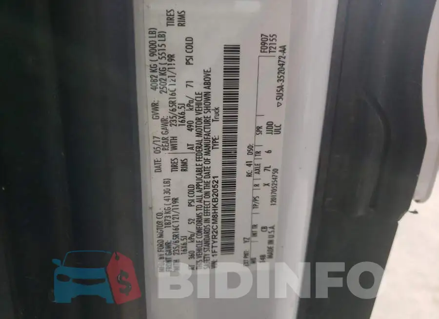 1FTYR2CM8HKB20521 Photo# 13