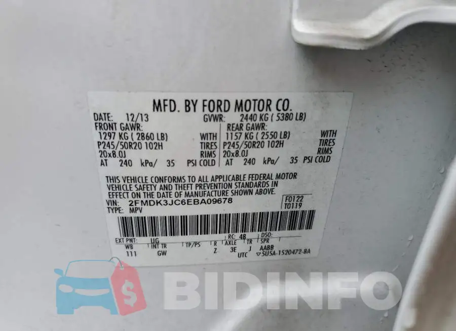 2FMDK3JC6EBA09678 Photo# 13