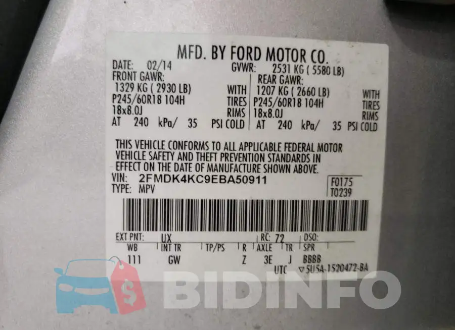 2FMDK4KC9EBA50911 Photo# 13