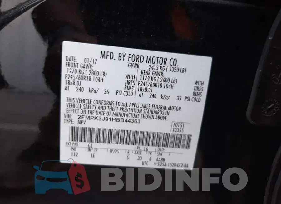 2FMPK3J91HBB44363 Photo# 13