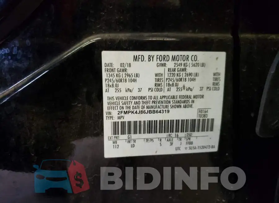 2FMPK4J86JBB64319 Photo# 13