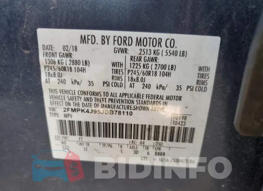 2FMPK4J95JBB78110 Photo# 12