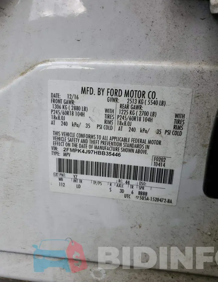 2FMPK4J97HBB35446 Photo# 14