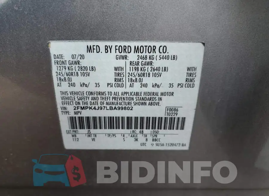2FMPK4J97LBA99802 Photo# 13