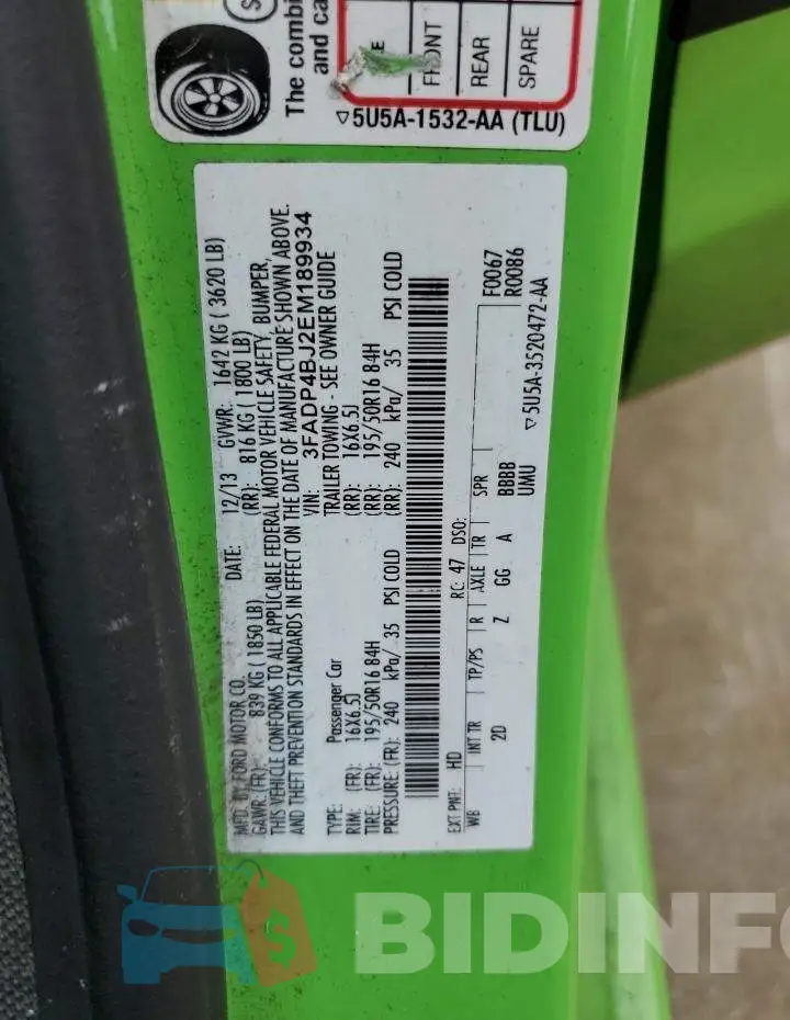 3FADP4BJ2EM189934 Photo# 12