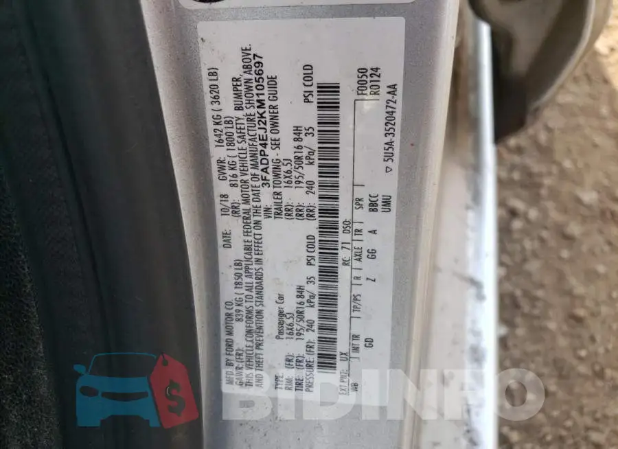 3FADP4EJ2KM105697 Photo# 12