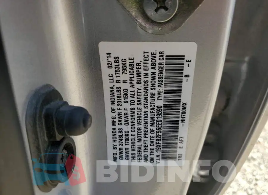19XFB2F56EE019590 Photo# 12