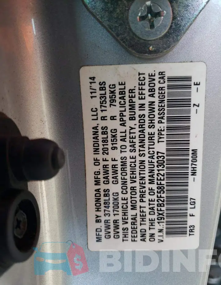 19XFB2F58FE213037 Photo# 12