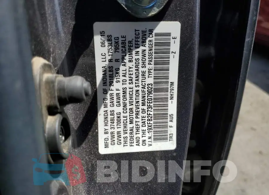 19XFB2F73FE079023 Photo# 12