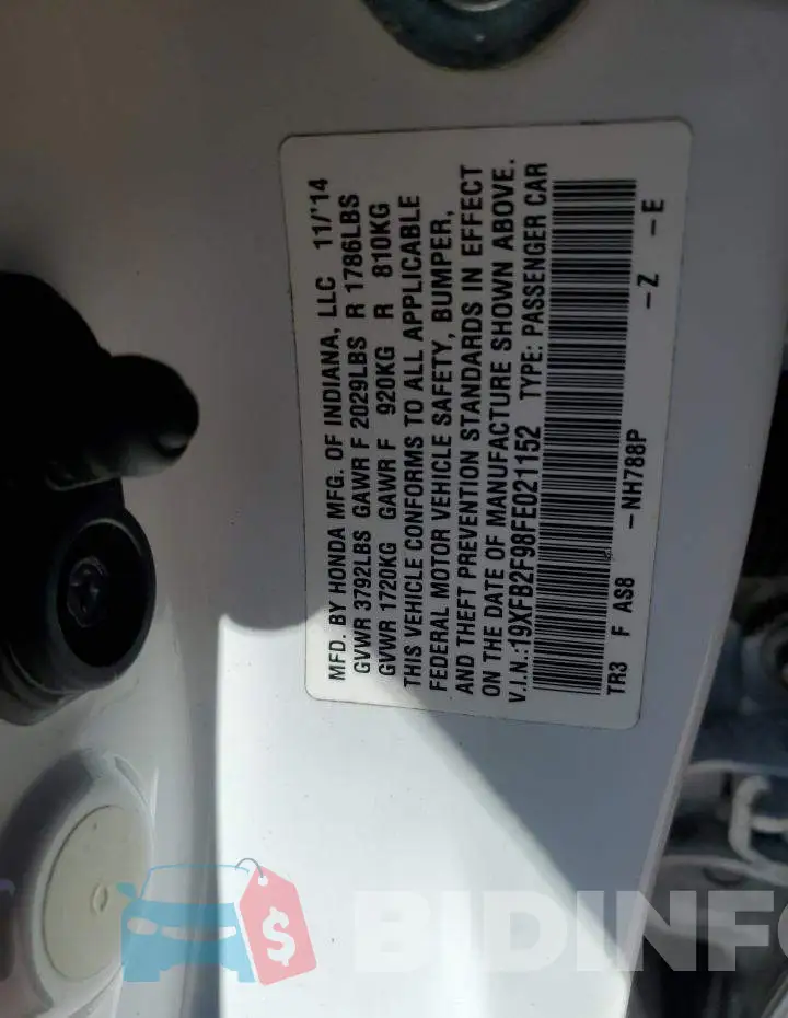 19XFB2F98FE021152 Photo# 12