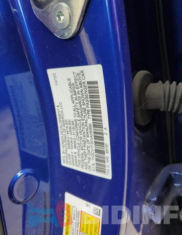 1HGCV1F3XNA089889 Photo# 13