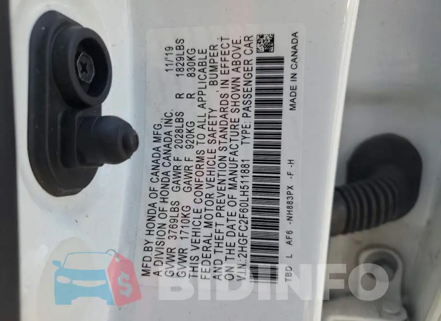 2HGFC2F60LH511881 Photo# 12