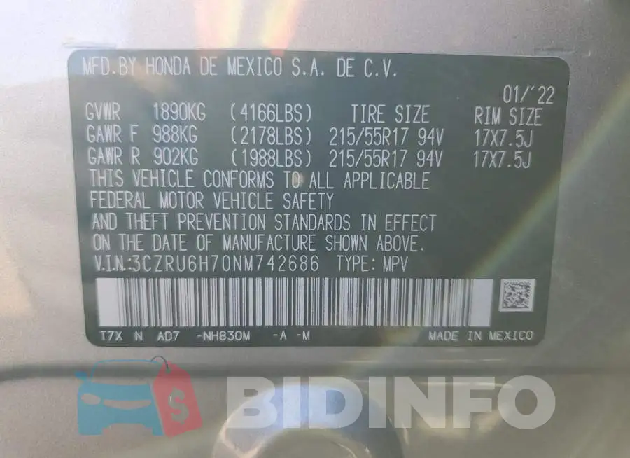 3CZRU6H70NM742686 Photo# 12